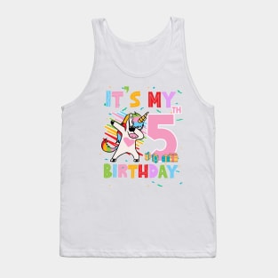 It's My 5th Birthday Girl Cute Unicorn B-day Giif For Girls Kids toddlers Tank Top